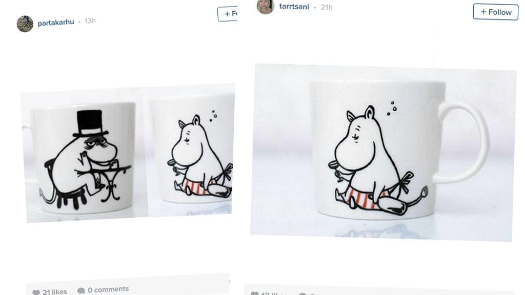 Kuvakaappaukset Instagramista.