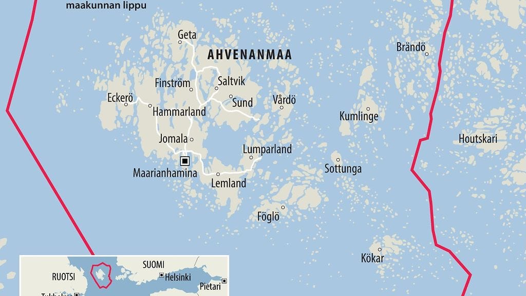 Ahvenanmaan demilitarisoitu alue noudattaa maakunann rajoja.