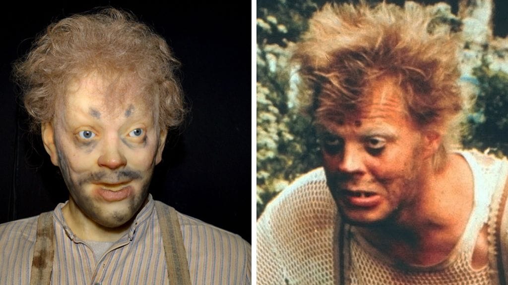 Vesa-Matti Loirin esittämää Uuno Turhapuro -hahmoa kuvaava vahanukke Visulahden vahakabinetissa kesällä 2015 ja Uuno elokuvassa Uuno Turhapuro muuttaa maalle (1986),