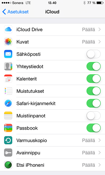 Esimerkiksi kalenterimerkinnät kannattaa synkronoida iCloudilla.