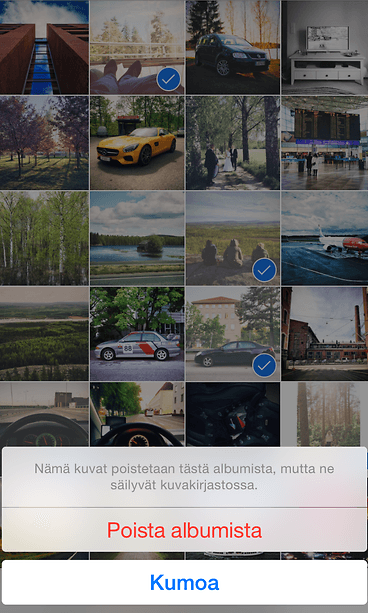 Voit poistaa useamman kuvan kerralla.