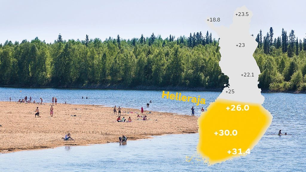 Laajalti pohjoisessa Suomessa ei ole virallisten havaintoasemien tietojen mukaan ollut tänä kesänä yhtään hellepäiväksi luokiteltavaa päivää. Helleraja on 25,1 astetta. Kesän korkein lämpötila on Kouvolassa 3. heinäkuuta mitattu 31,4 astetta. Kartassa kesän korkeimpia lämpötiloja eri puolilta maata 13.8.2015 mennessä. Lähde: Ilmatieteen laitos