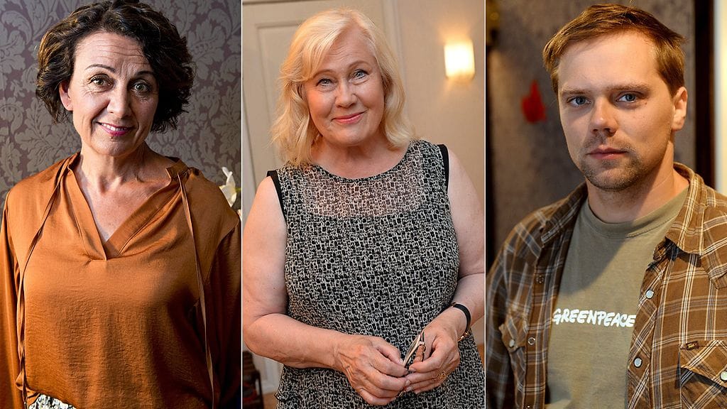 Salatut Elämät -tähdet Anneli Ranta, Maija-Liisa Peuhu ja Pete Lattu.