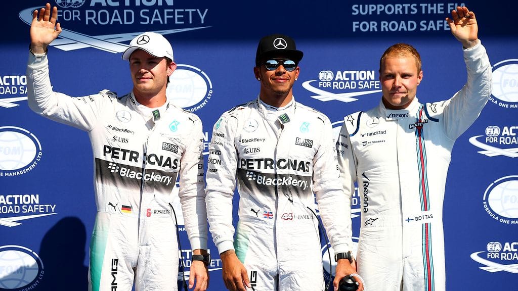 Nico Rosberg, Lewis Hamilton ja Valtteri Bottas