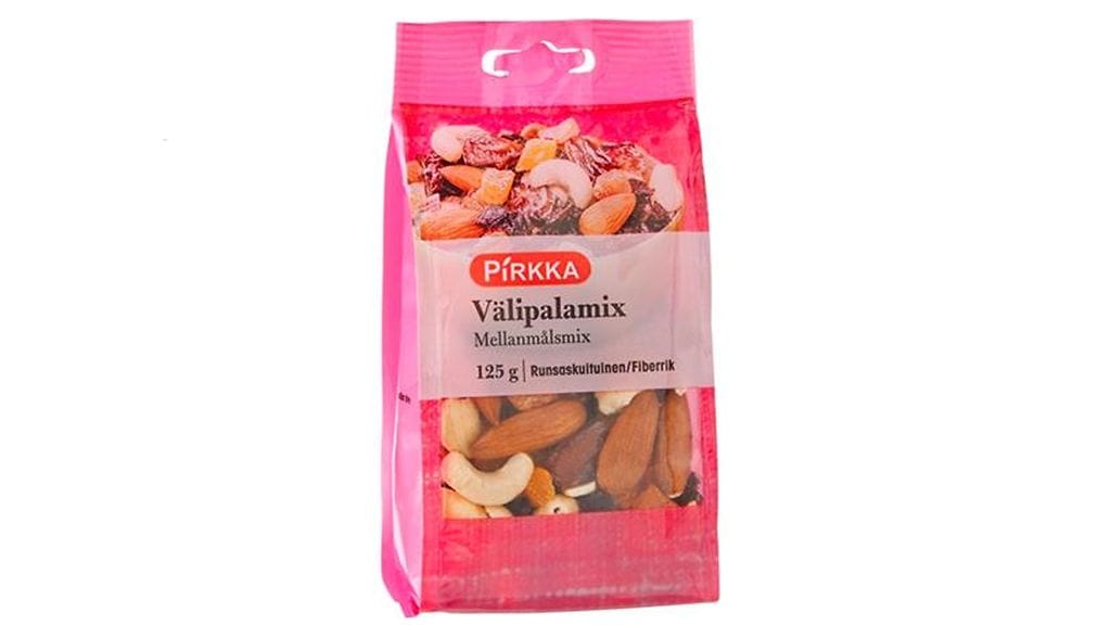 Pirkka välipalamix 125 g -tuotetta vedetään myynnistä.