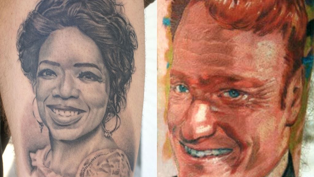 Haluaisitko Conanin kasvot sääreesi? Kuvitusta kirjasta The Best, Worst and F***ing Ridicilous Tattoos Ever.