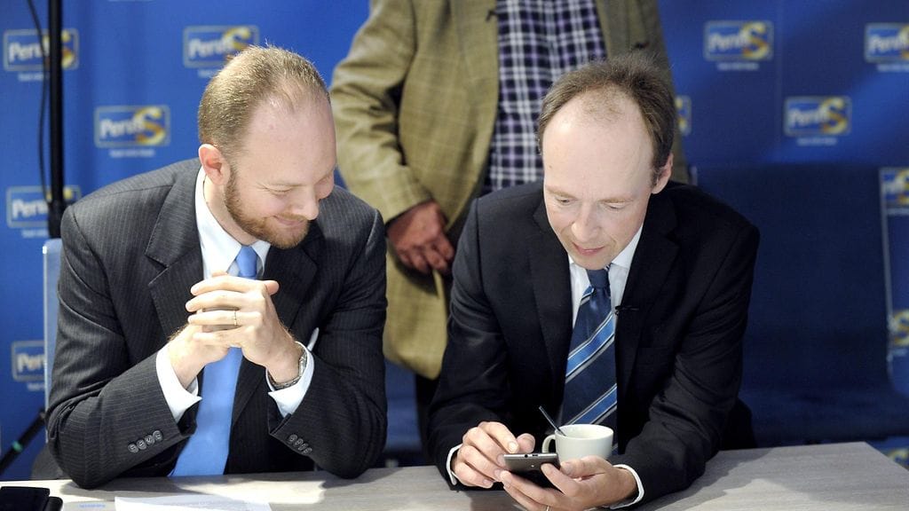 Sampo Terho ja Jussi Halla-Aho tavoittelevat perussuomalaisten puheenjohtajuutta.