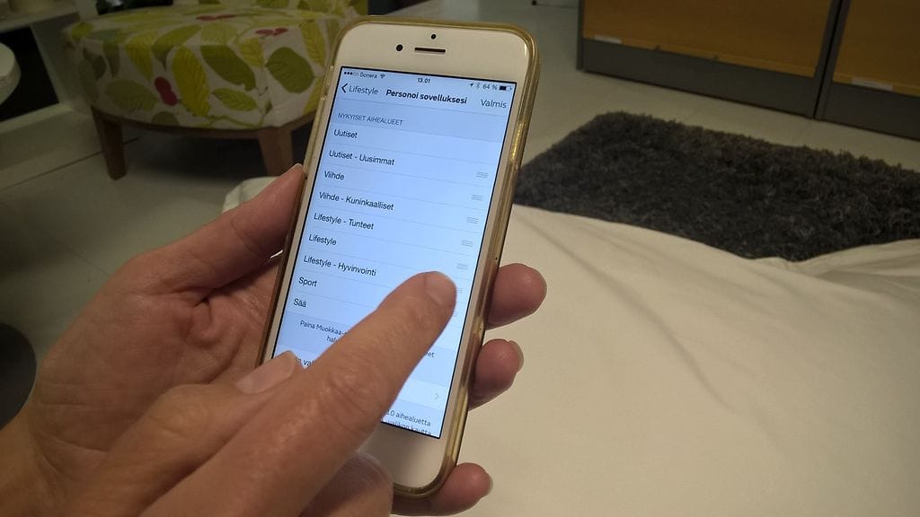 MTV Uutiset sovellus, iOS, personointi