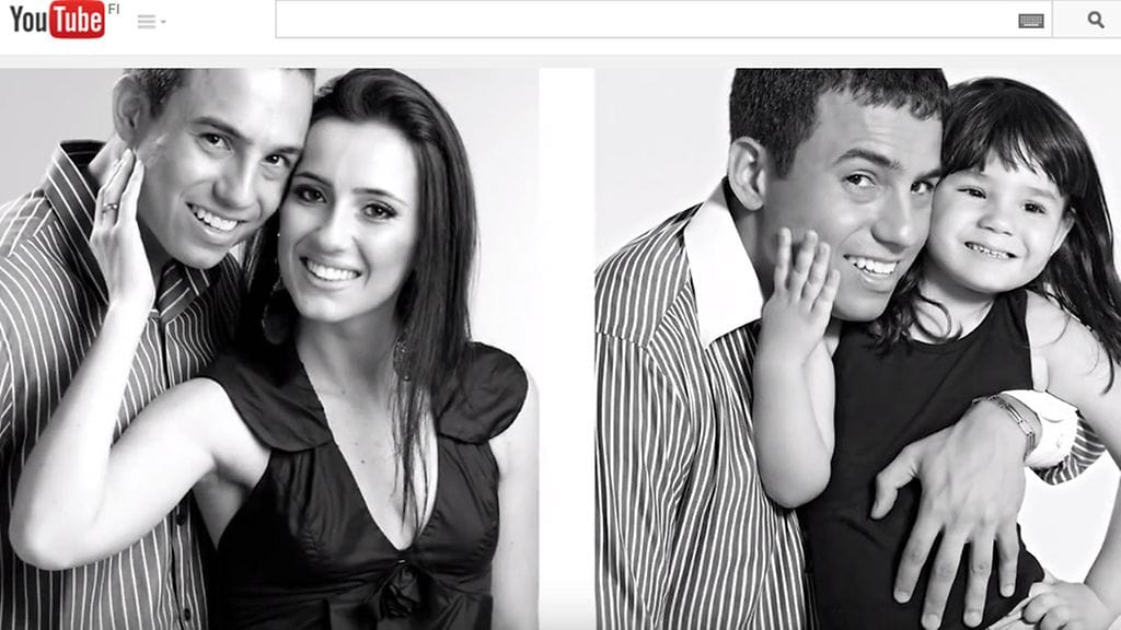 Rafael Del Col, hänen vaimonsa ja tyttärensä.