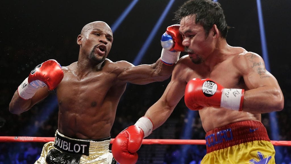 Floyd Mayweather päihitti Manny Pacquiaon viime vuonna järjestetyssä megaottelussa. Mayweather jätti kehät viime syyskuussa.