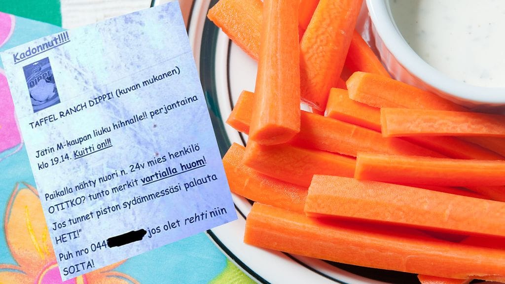 Sosiaalisessa mediassa leviää suomalaisen hätähuuto dippikastikkeen perään.