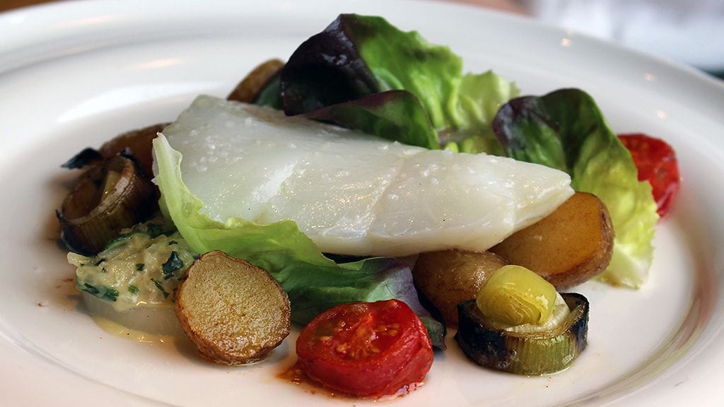 Tamperelaisravintola Bertha on Hans Välimäen mieleen. Kuvassa Berthassa tarjoiltu turska-annos.