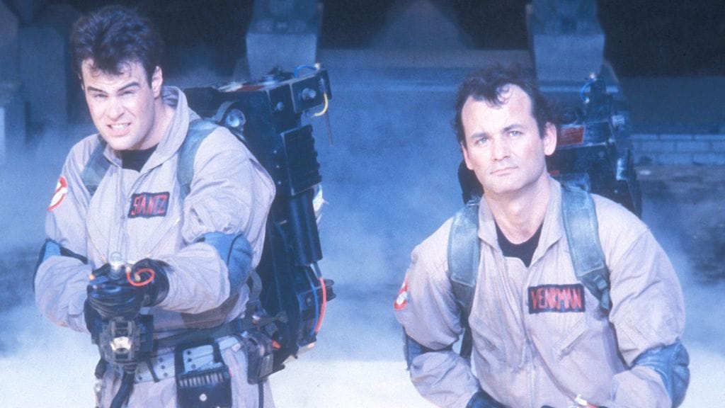Bill Murray ja Dan Aykroyd Ghostbusters-elokuvassa vuonna 1984.
