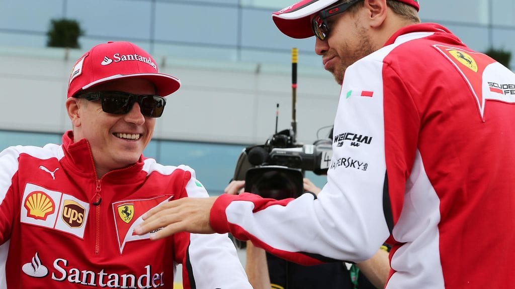 Kimi Räikkönen ja Sebastian Vettel ovat viihtyneet tallitovereina Ferrarilla.