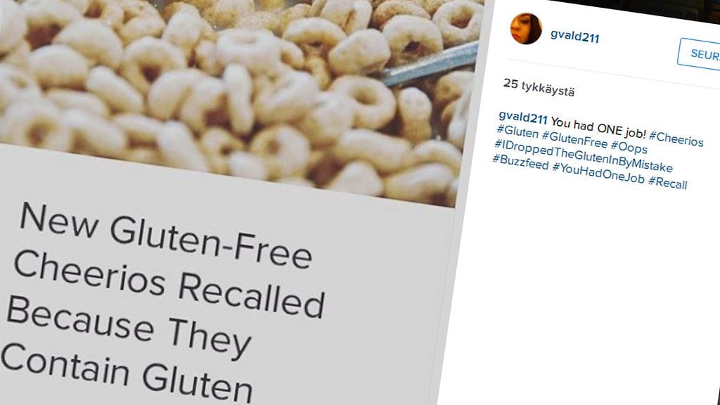 kuvakaappaus, cheerios, instagram