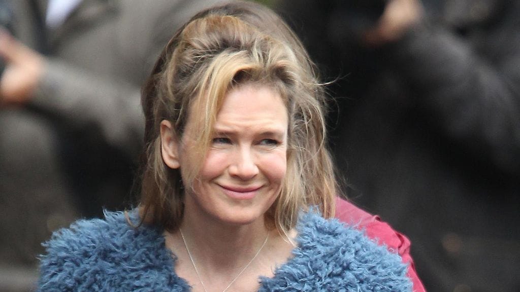 Renee Zellweger uuden Bridget Jones -elokuvan kuvauksissa lokakuussa 2015.