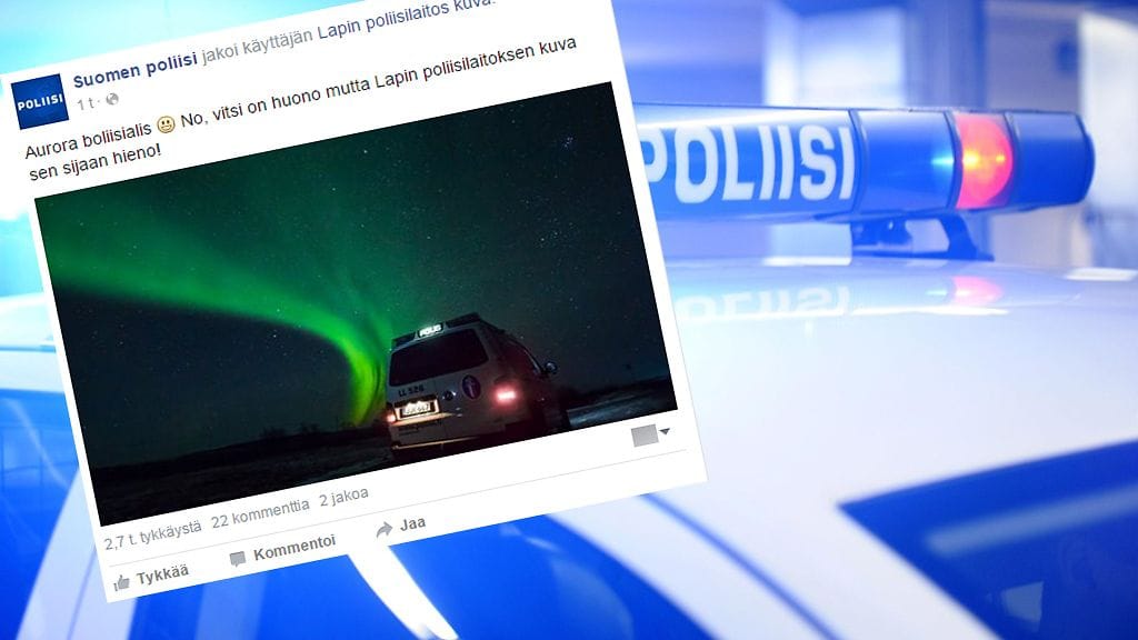 Aurora borealis -hassuttelu poliisilta.