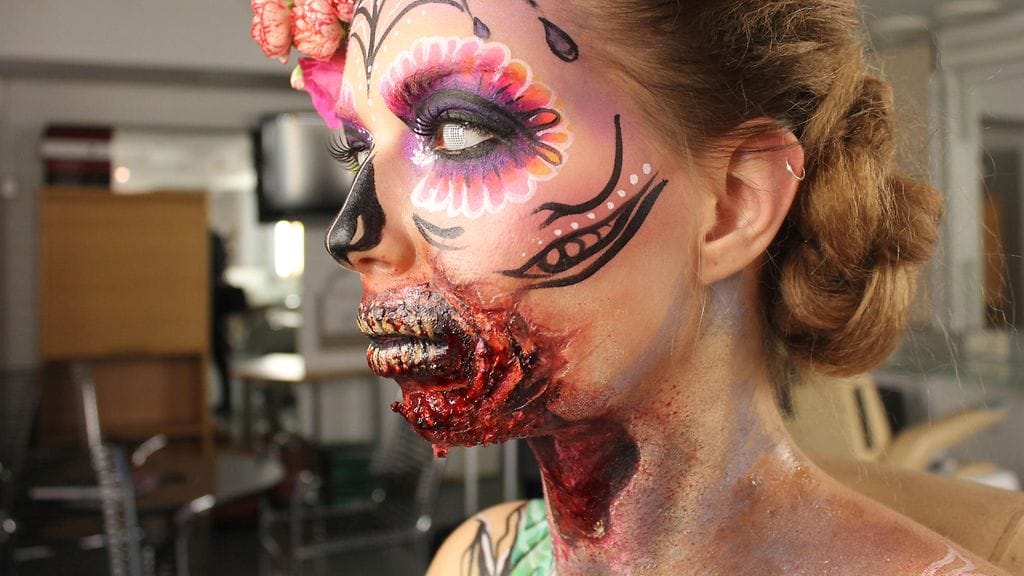 Emma Räsäsen loihtima Sugar Skull -meikki.