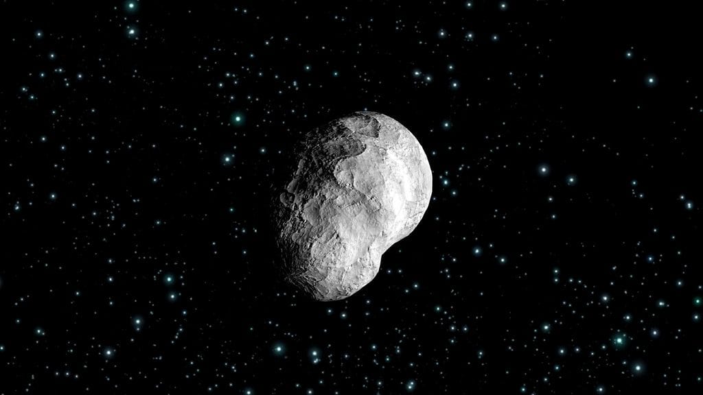 Taiteilijan näkemys ESAn Rosetta -aluksen vuonna 2008 löytämästä Steins -asteroidista. Kuvituskuva.