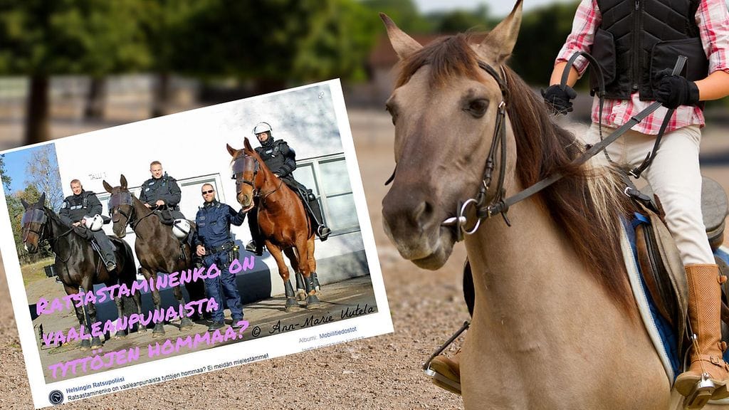 Helsingin ratsupoliisit ottivat kantaa kiusaamiseen. Kuvakaappaus: Facebook