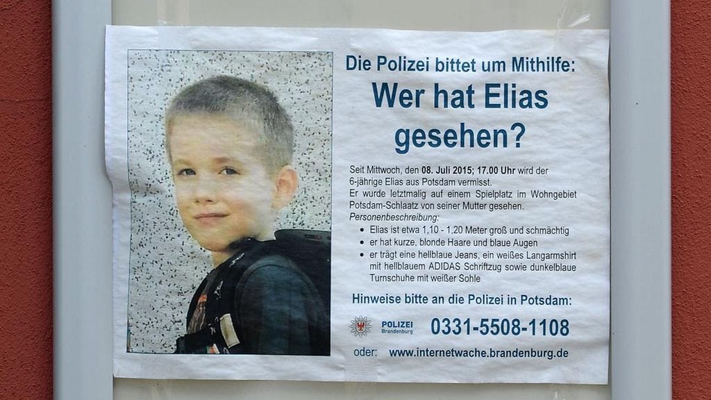 Toinen saksalaismiehen uhreista oli 6-vuotias Elias, jonka hän oli siepannut Potsdamista heinäkuussa 2015.