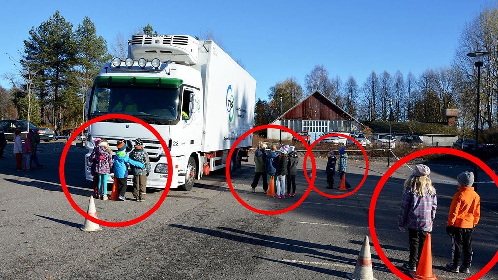 Rekan kuljettajan näkökentästä pois jäävät alueet havainnollistettuna.