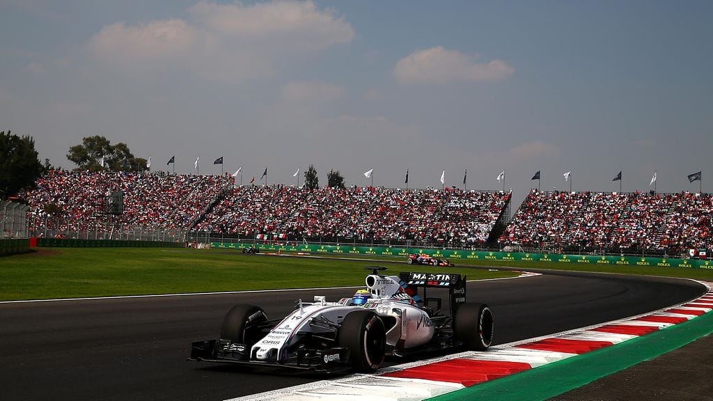 Felipe Massa kiihdytti Williamsinsa 364,1 kilometrin tuntinopeuteen Meksikossa.