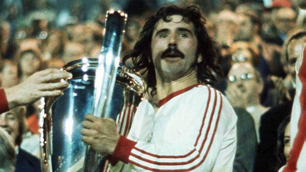 Gerd Müller voitti urallaan kolme Euroopan cupia. Kuva vuodelta 1974.