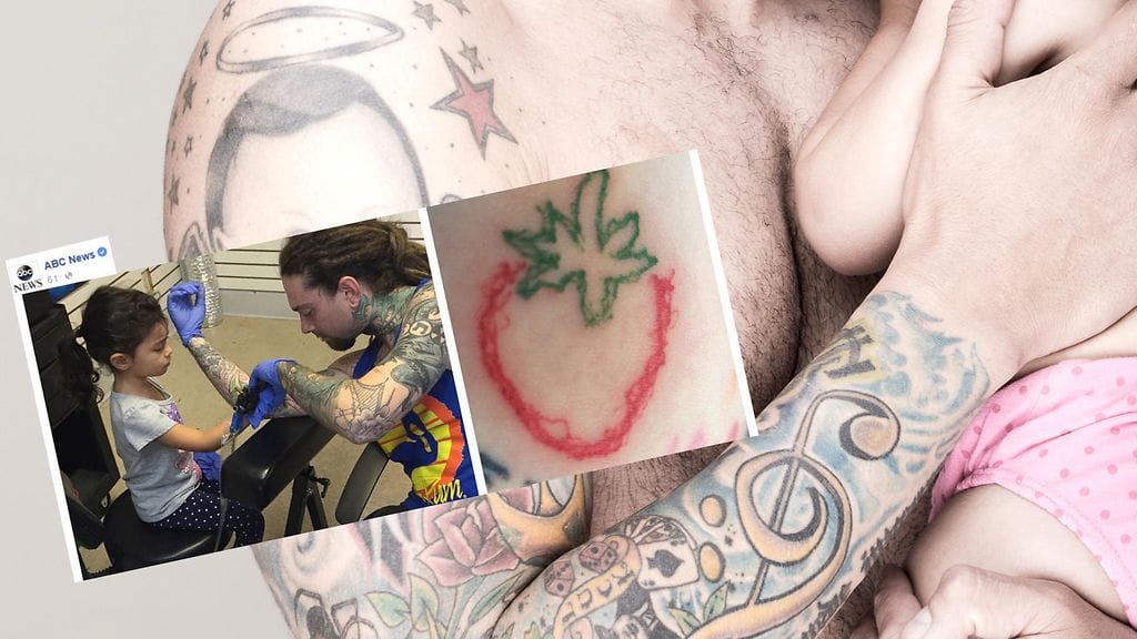 Isä antoi 4-vuotiaan tyttärensä tehdä tatuoinnin.