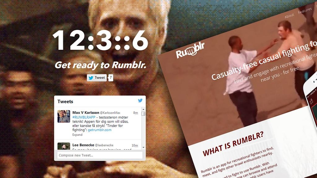 Kuvakaappaukset osoitteista getrumblr.com ja app.getrumblr.com