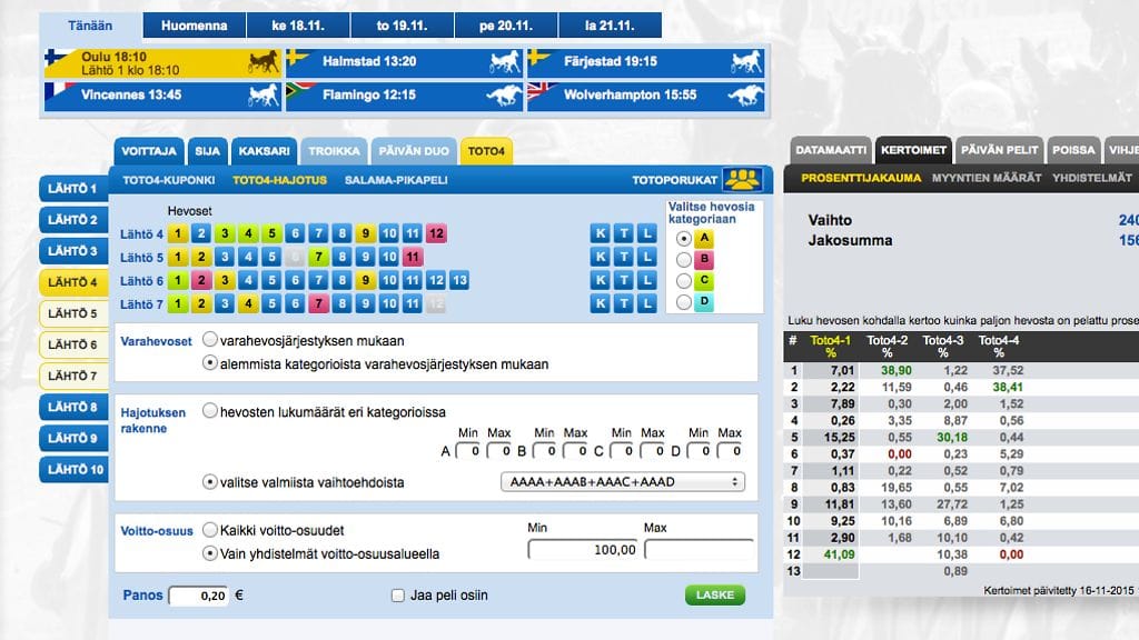 Fintoton hajotusominaisuus auttaa ravipelaajia saalistamaan pienemmällä rahalla suurempia osumia niin Toto4-, Toto5-, Toto65- kuin Toto76-pelistäkin.