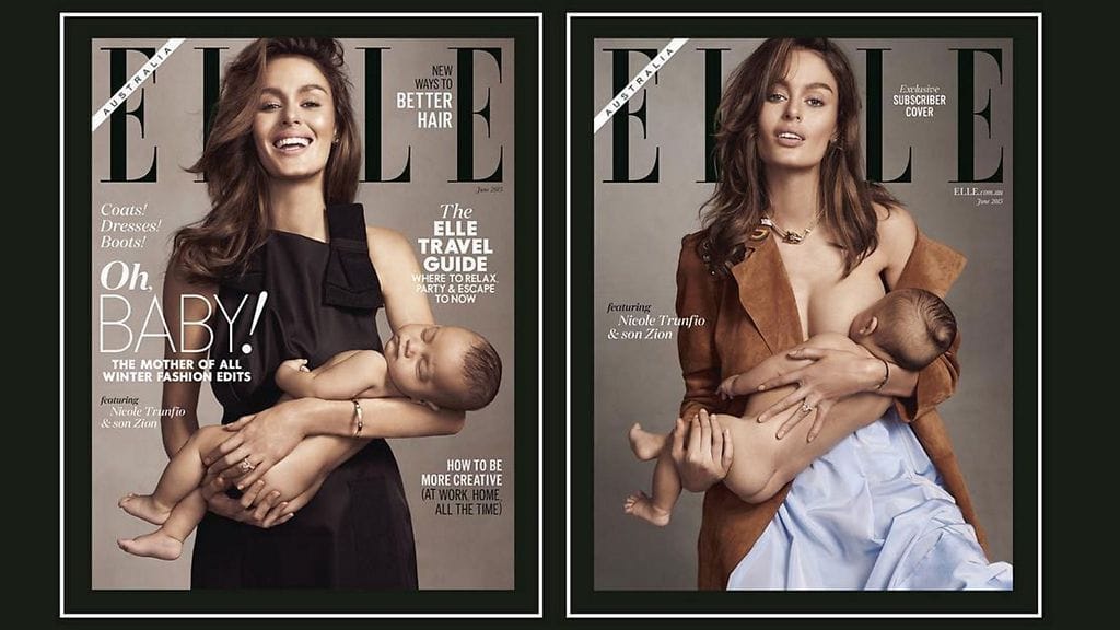 Austaralian Ellen kansi inspiroi valokuvaajaa näyttämään, miltä imettäminen näyttää oikeasti. Kuva: Ruutukaappaus Elle Australian Instagram-tililtä.