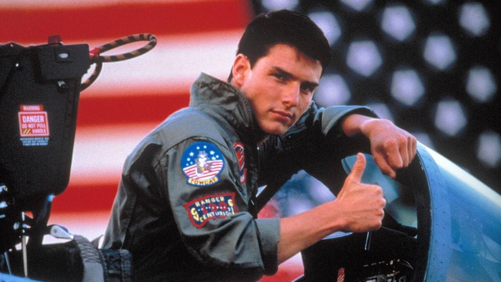 Maverick (Tom Cruise) Top Gunissa vuonna 1986.