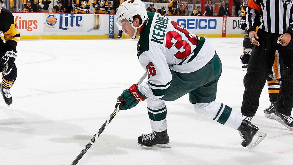 Michael Keränen teki NHL-debyyttinsä tiistaina Pittsburgh Penguinsia vastaan.