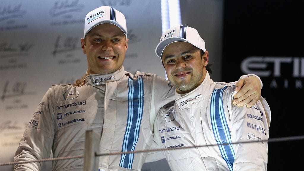 Valtteri Bottas ja Felipe Massa ajoivat kolme edellistä vuotta Williamsilla tallikavereina.