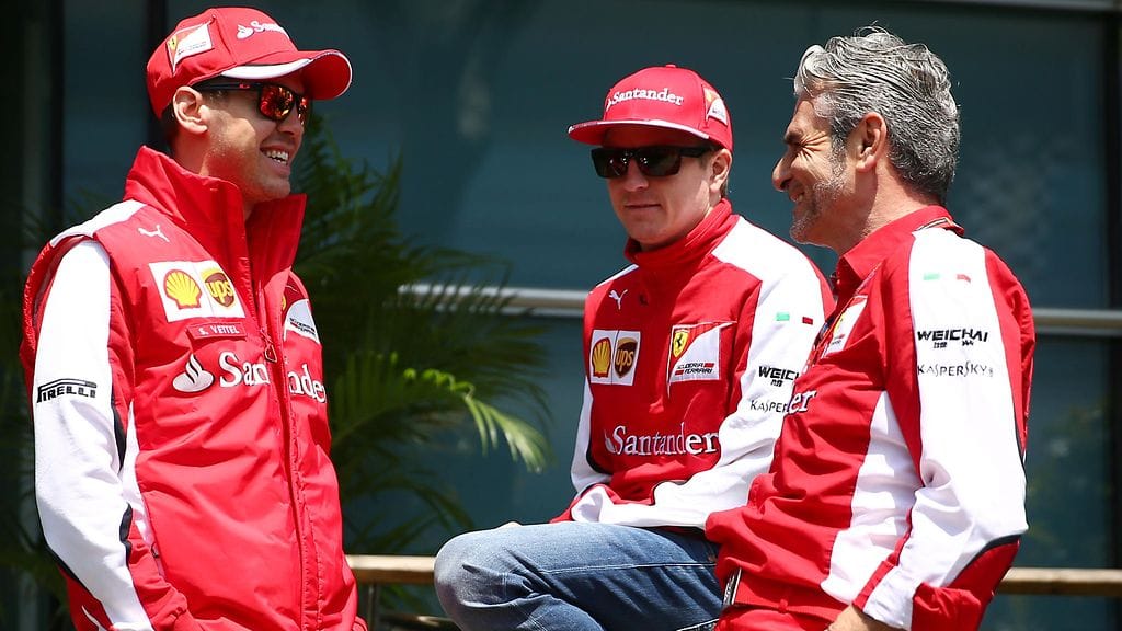 Vettel, Räikkönen, Arrivabene: onnelliset yhdessä