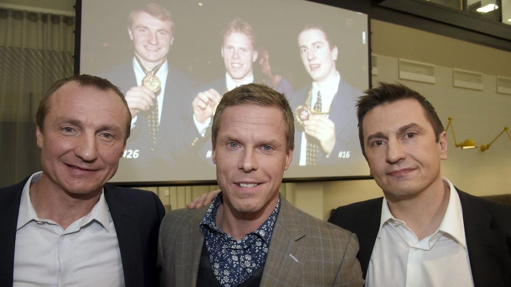 Jere Lehtinen, Saku Koivu, Ville Peltonen