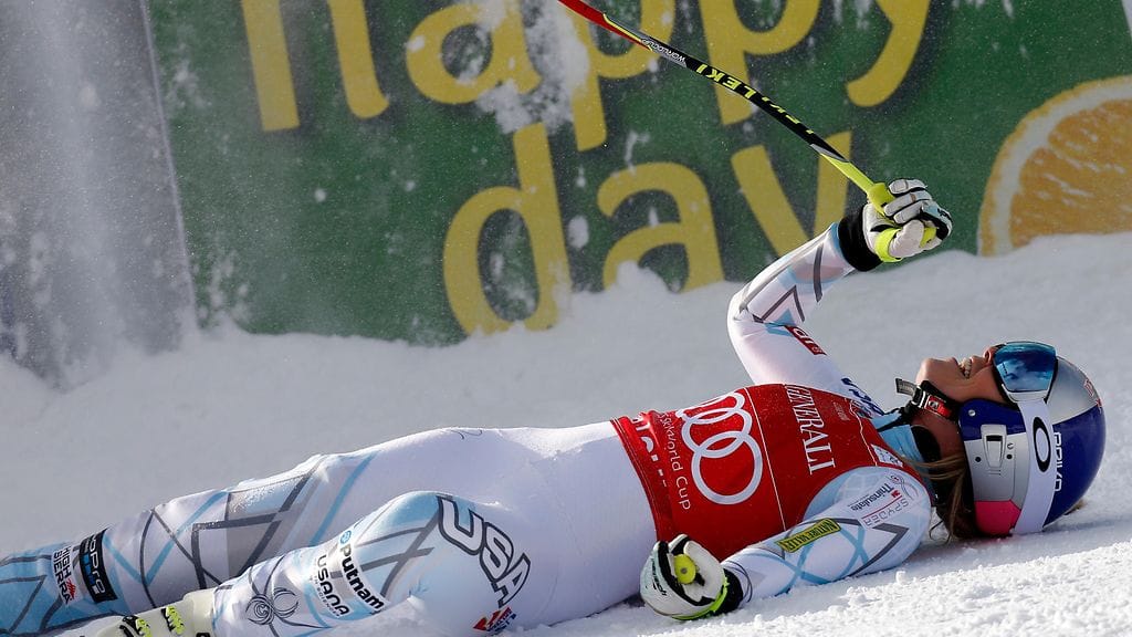 Lindsey Vonn on startannut Lake Louisessa urallaan 40 kertaa. Voittoja on kertynyt 17.