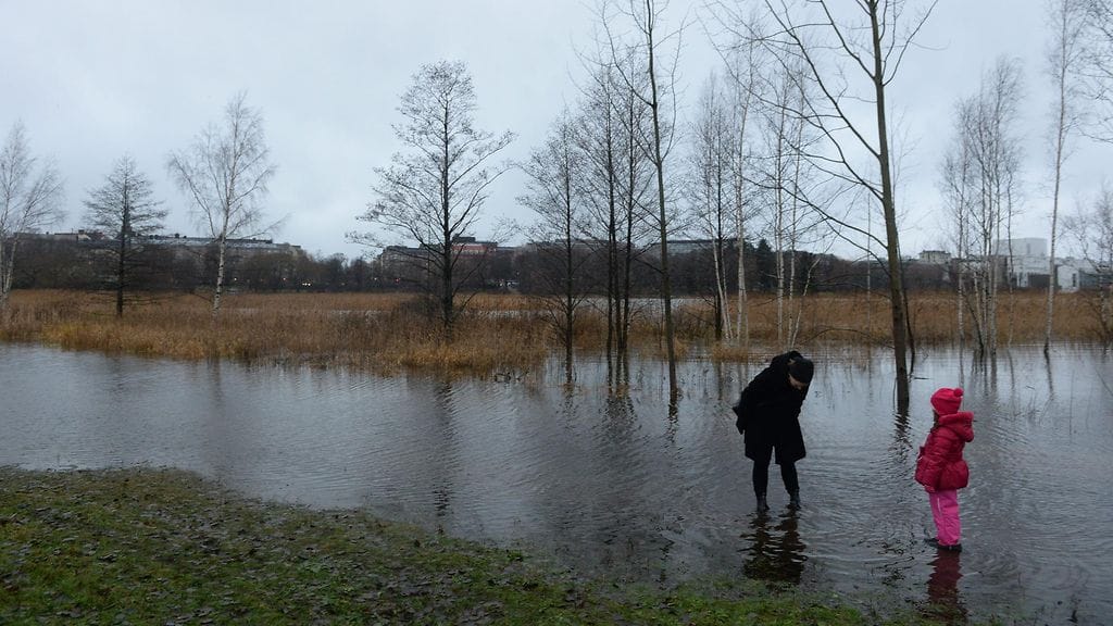 Vesi nousi korkealle Helsingin Töölönlahdella itsenäisyyspäivänä.