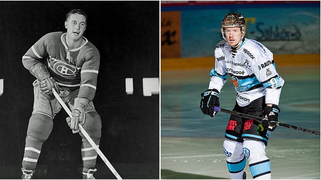 Jean Beliveau vuonna 1955 ja Juha Leimu vuonna 2015