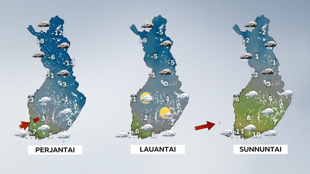 Sääennuste ajalle 18.-20. joulukuuta 2015.
