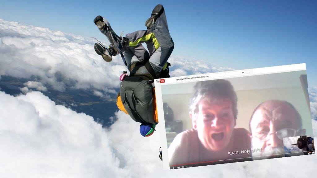 Vanhempien ilme oli näkemisen arvoinen, kun puhelimen päässä ollut poika hyppäsi lentokoneesta.