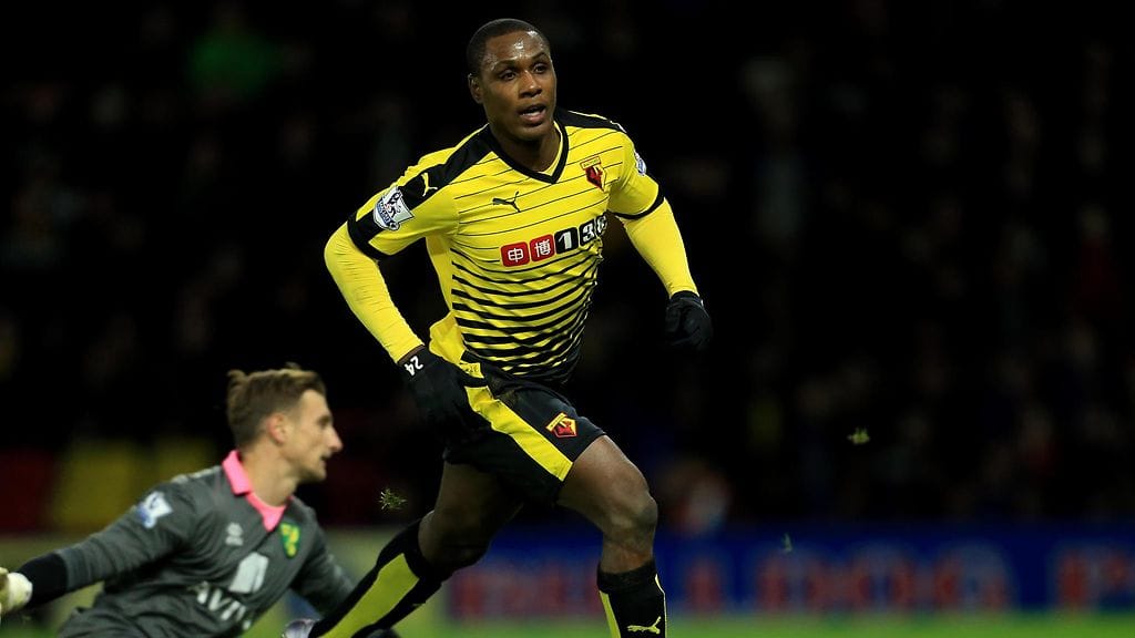 Watfordin Odion Ighalo on viimeistellyt 16 Valioliiga-ottelussaan 10 maalia.