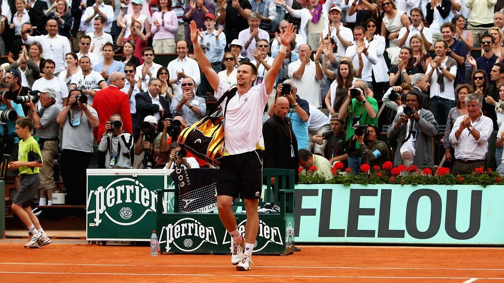 Robin Söderling tuuletti Nadal-voittoa vuonna 2009 Roland Garrosilla.