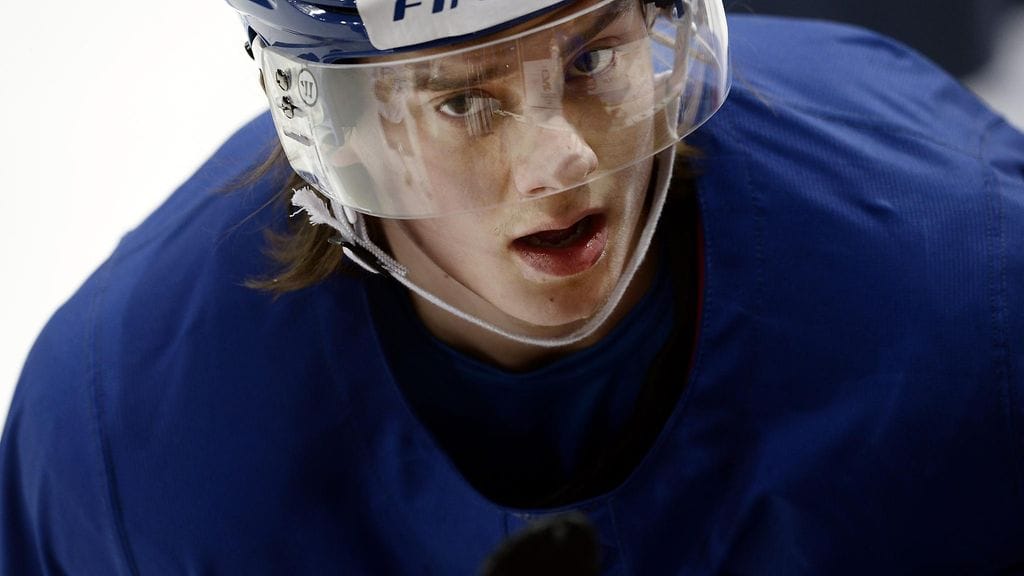 Sebastian Aho Nuorten Leijonien harjoituksissa sunnuntaina.