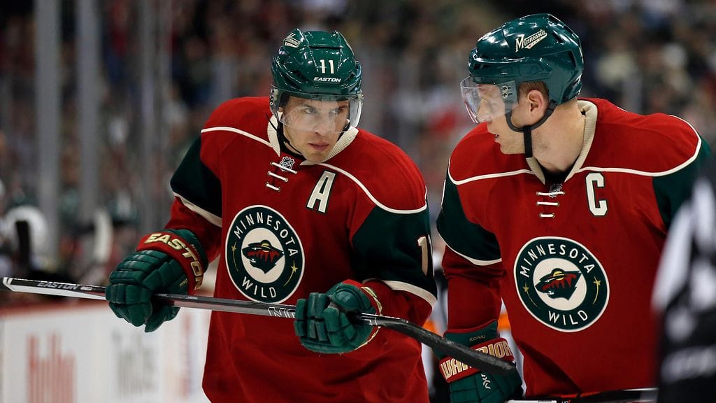 Zach Parise (vas.) ja Mikko Koivu ovat Minnesota Wildin kärkipelaajia.