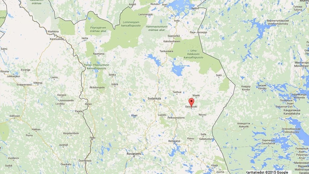 Moottorikelkalla liikkeelle lähtenyt Kalle Karvonen katosi Savukoskella. Kuvakaappaus Google Maps