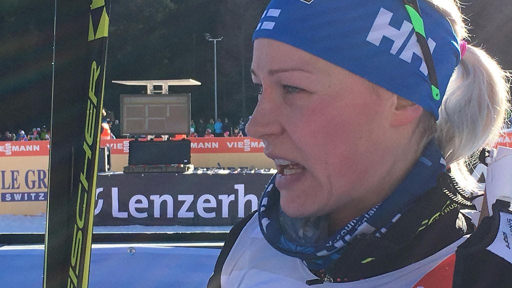 Anne Kyllönen sprinttikarsinnan jälkeen.