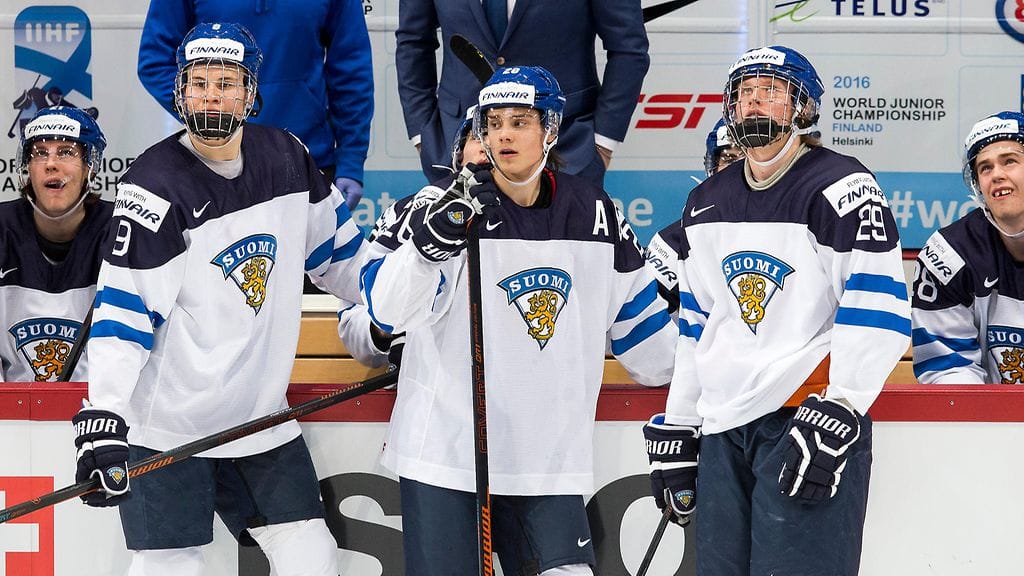 Jesse Puljujärvi (vas.), Sebastian Aho, Patrik Laine.