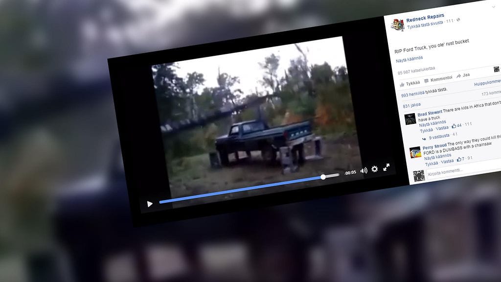Kuvankaappaus Redneck Repairsin Facebook-sivustolta.